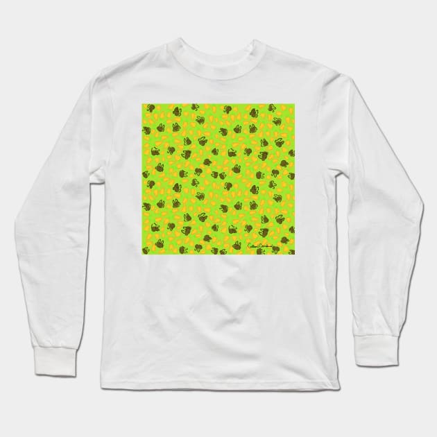 Brown Bunnies and Orange Carrots on Easter Grass Green Long Sleeve T-Shirt by ButterflyInTheAttic